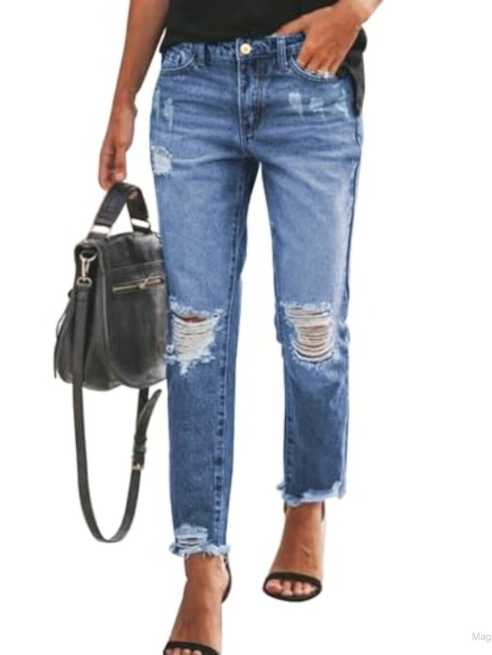 Women's Boyfriend Jeans Stretchy Ripped Distressed Denim Pants